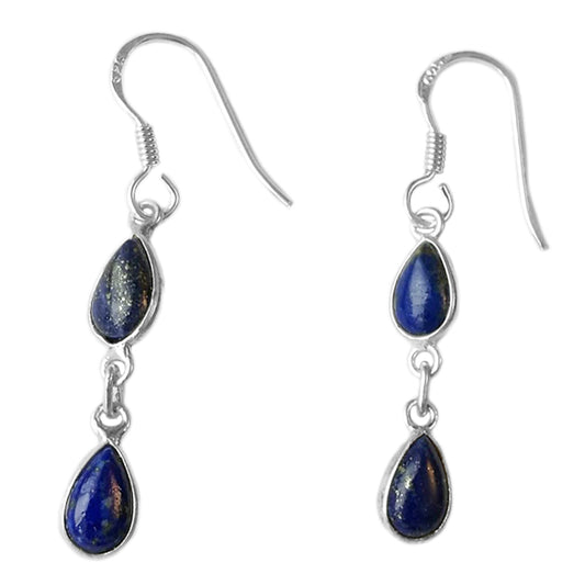 Boucles d’oreilles pendantes lapis-lazuli en argent massif 925