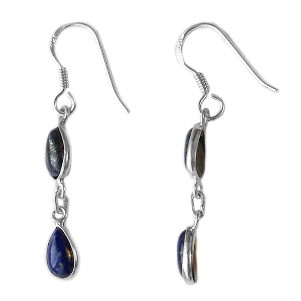 Boucles d’oreilles pendantes lapis-lazuli en argent massif 925