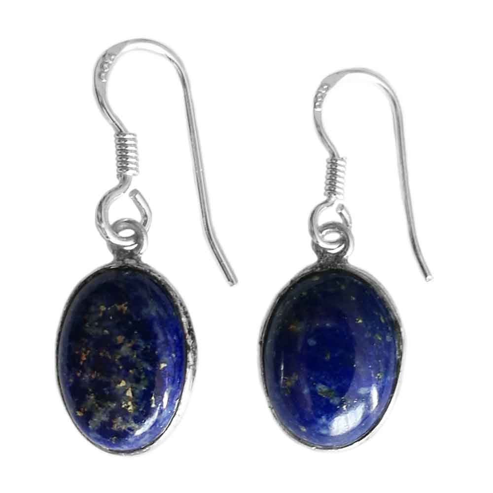 Boucles d’oreilles pendantes lapis-lazuli en argent massif 925