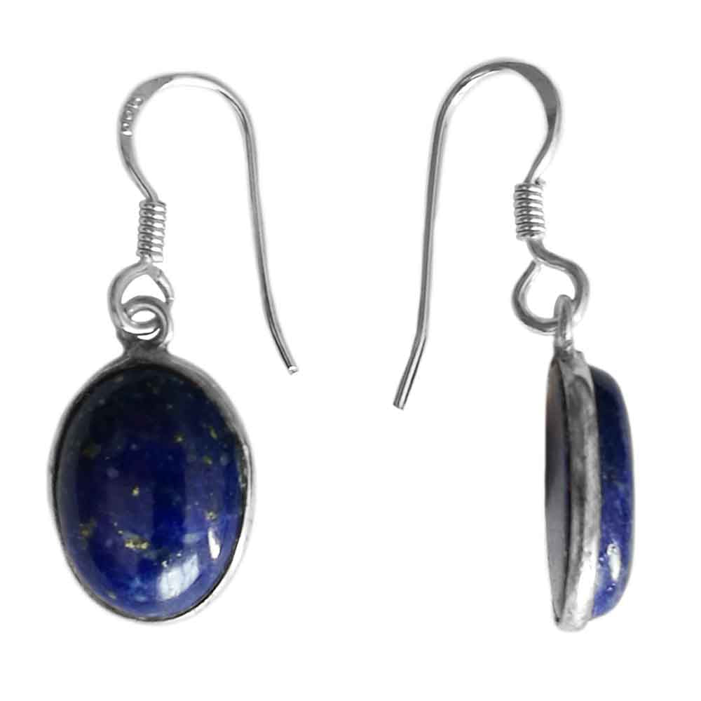 Boucles d’oreilles pendantes lapis-lazuli en argent massif 925