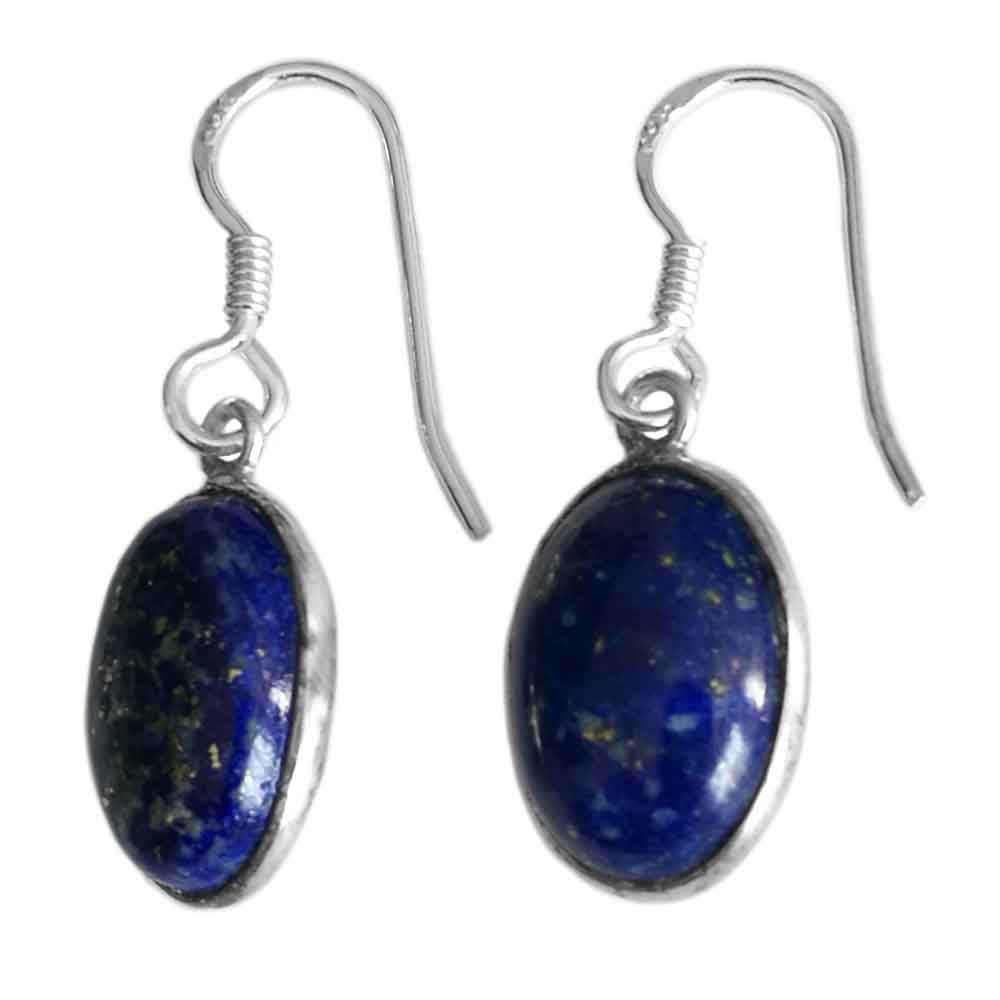 Boucles d’oreilles pendantes lapis-lazuli en argent massif 925