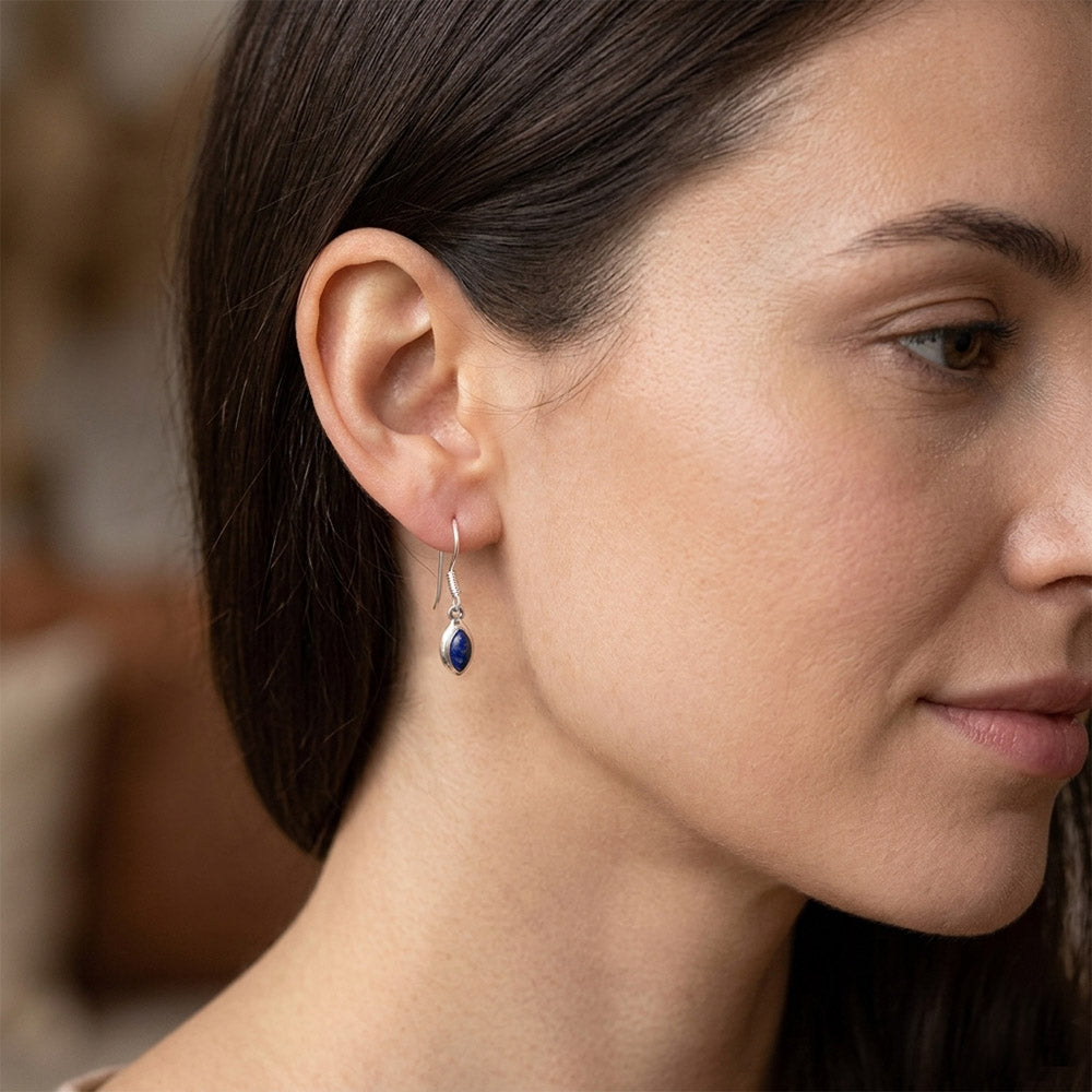 Boucles d’oreilles lapis-lazuli en argent massif 925