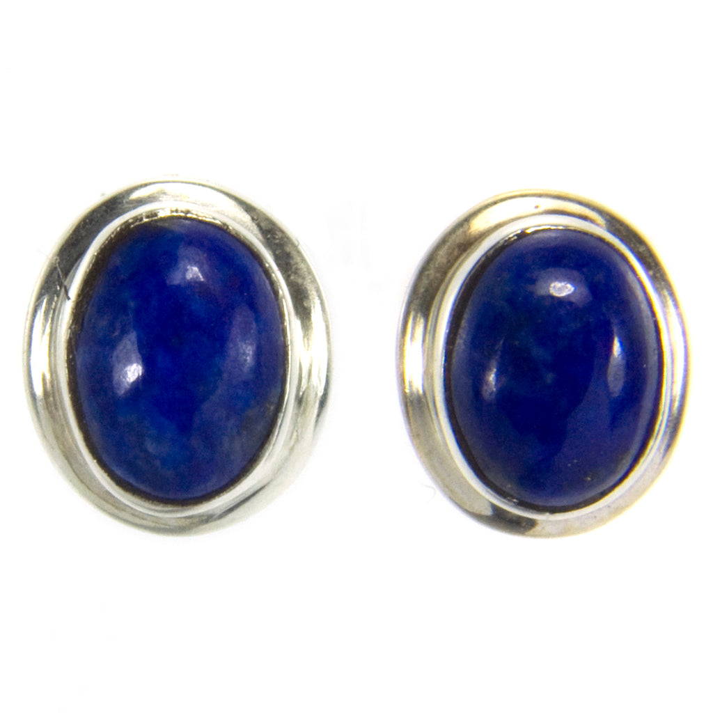 Lapis lazuli ear studs in sterling silver 925