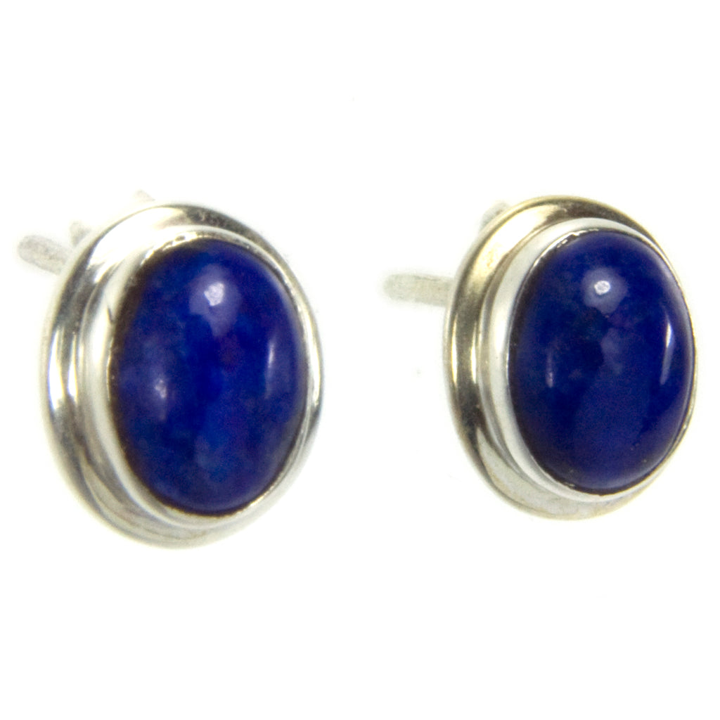 Lapis lazuli ear studs in sterling silver 925