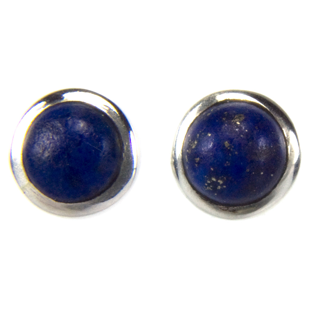 Lapis lazuli sterling silver ear studs