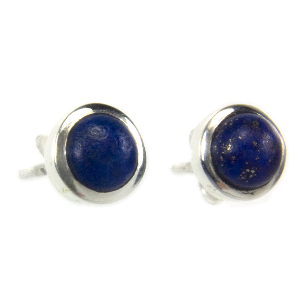 Lapis lazuli sterling silver ear studs