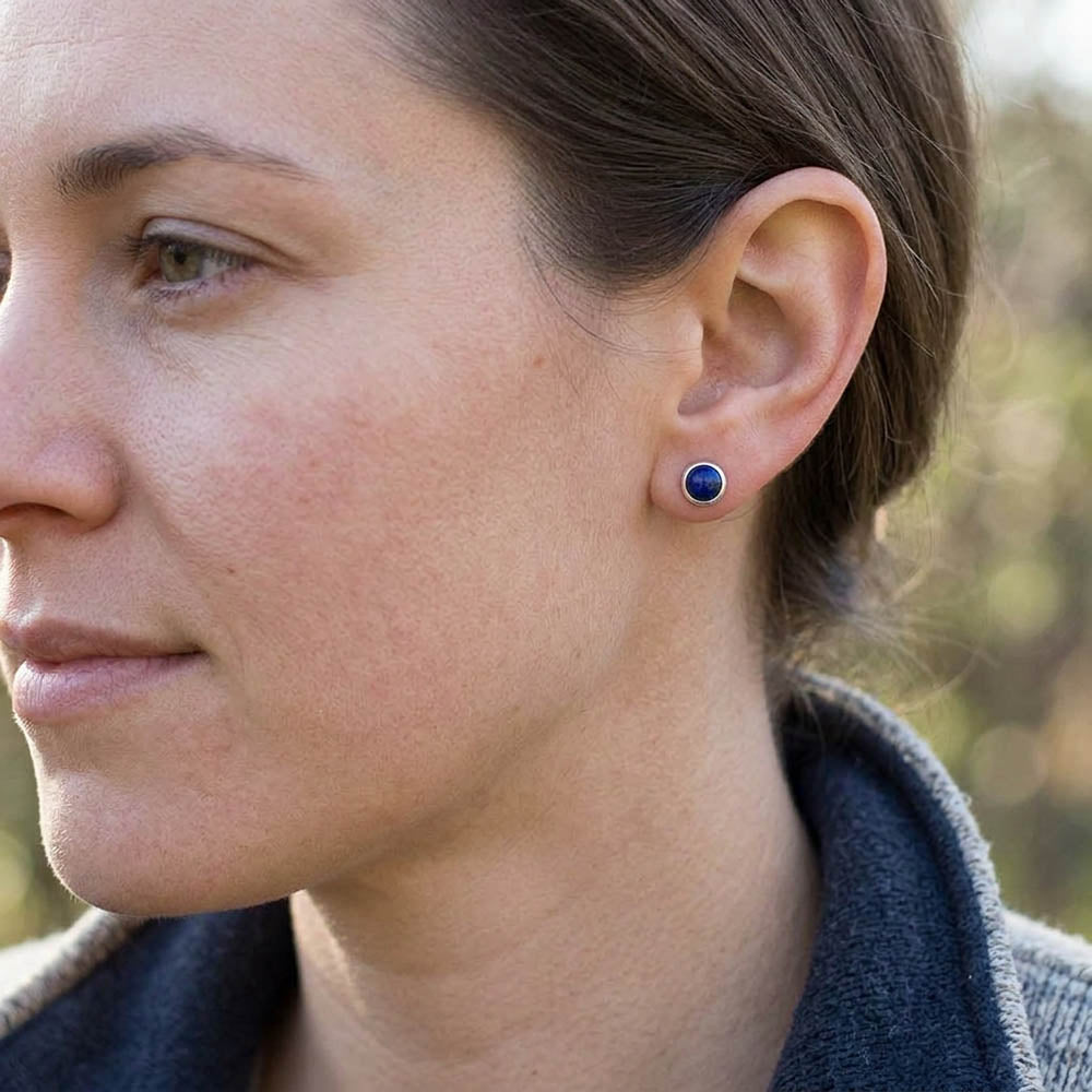 Clous d’oreilles lapis-lazuli en argent massif 925