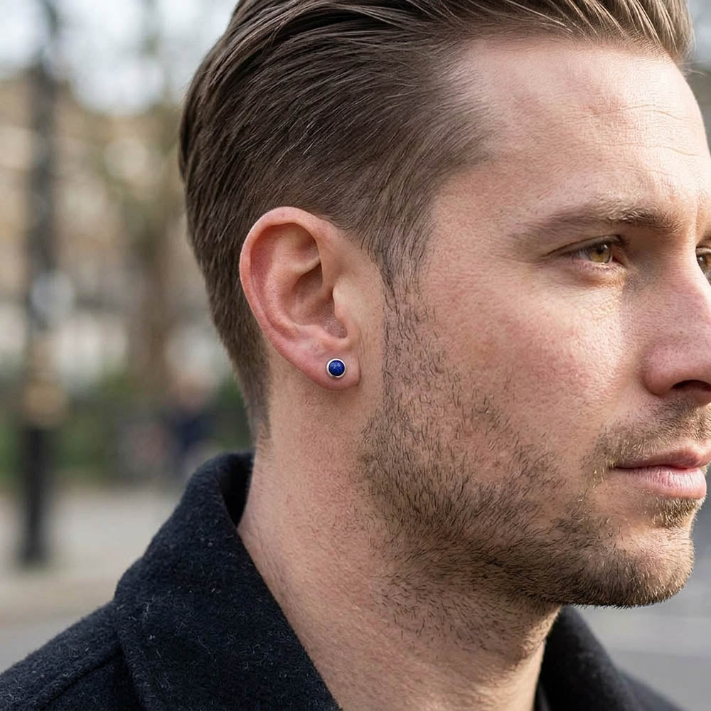 Clous d’oreilles lapis-lazuli en argent massif 925