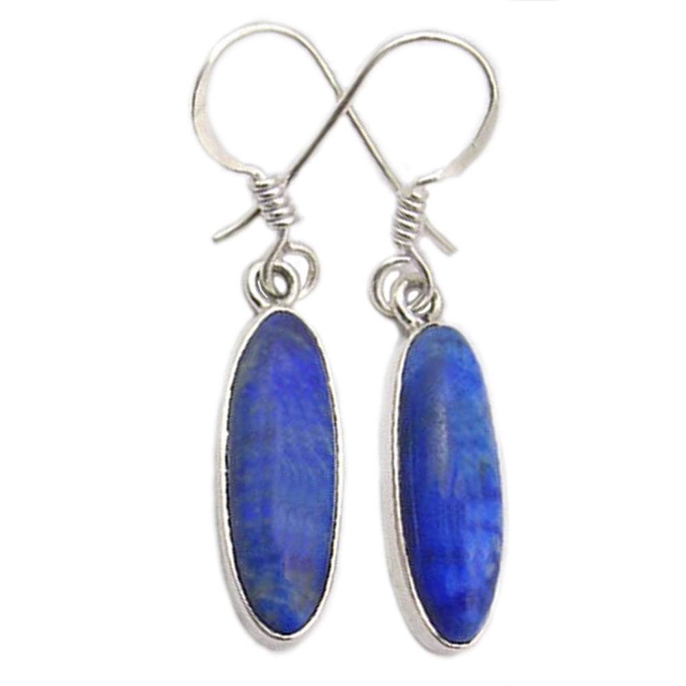 Boucles d’oreilles pendantes lapis-lazuli en argent massif 925