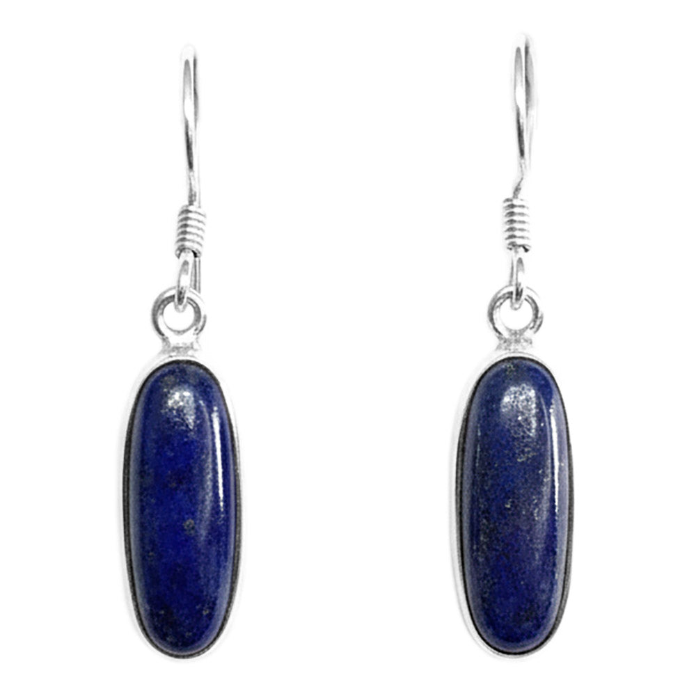 Boucles d’oreilles pendantes lapis-lazuli en argent massif 925