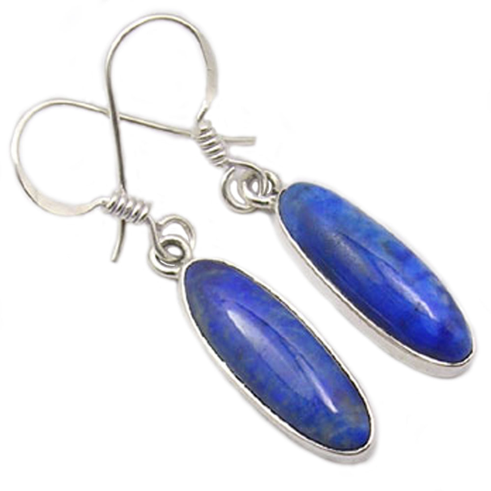 Boucles d’oreilles pendantes lapis-lazuli en argent massif 925