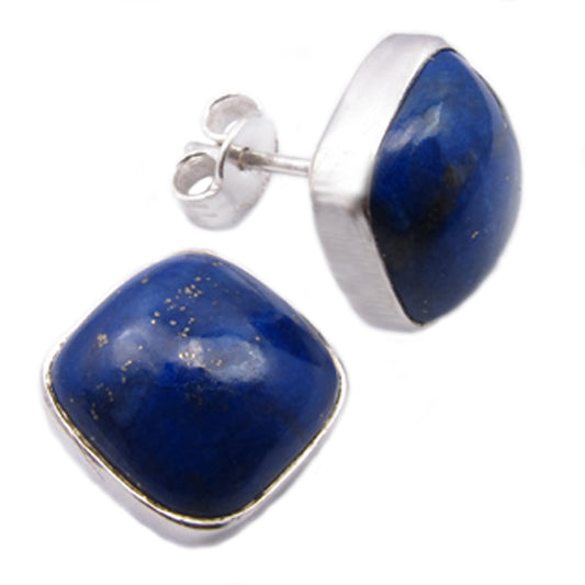 Lapis lazuli sterling silver ear studs