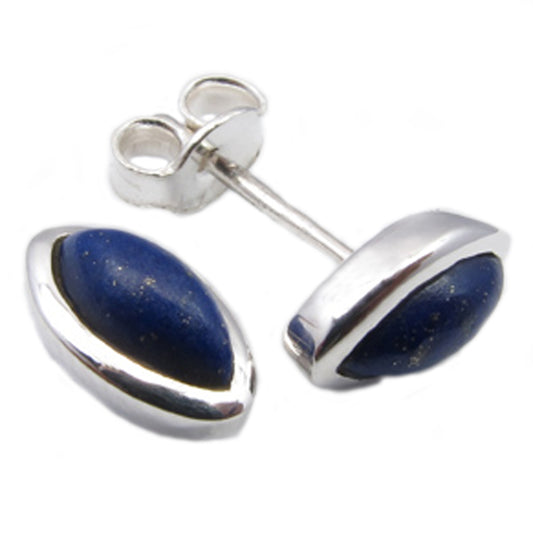 Lapis lazuli sterling silver ear studs