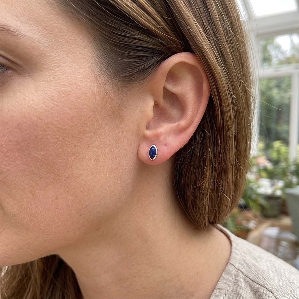 Clous d’oreilles lapis-lazuli en argent massif 925