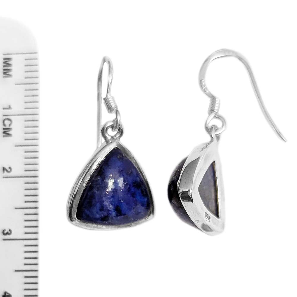 Boucles d’oreilles pendantes lapis-lazuli en argent massif 925