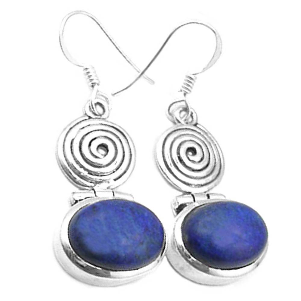 Boucles d’oreilles pendantes lapis-lazuli en argent massif 925