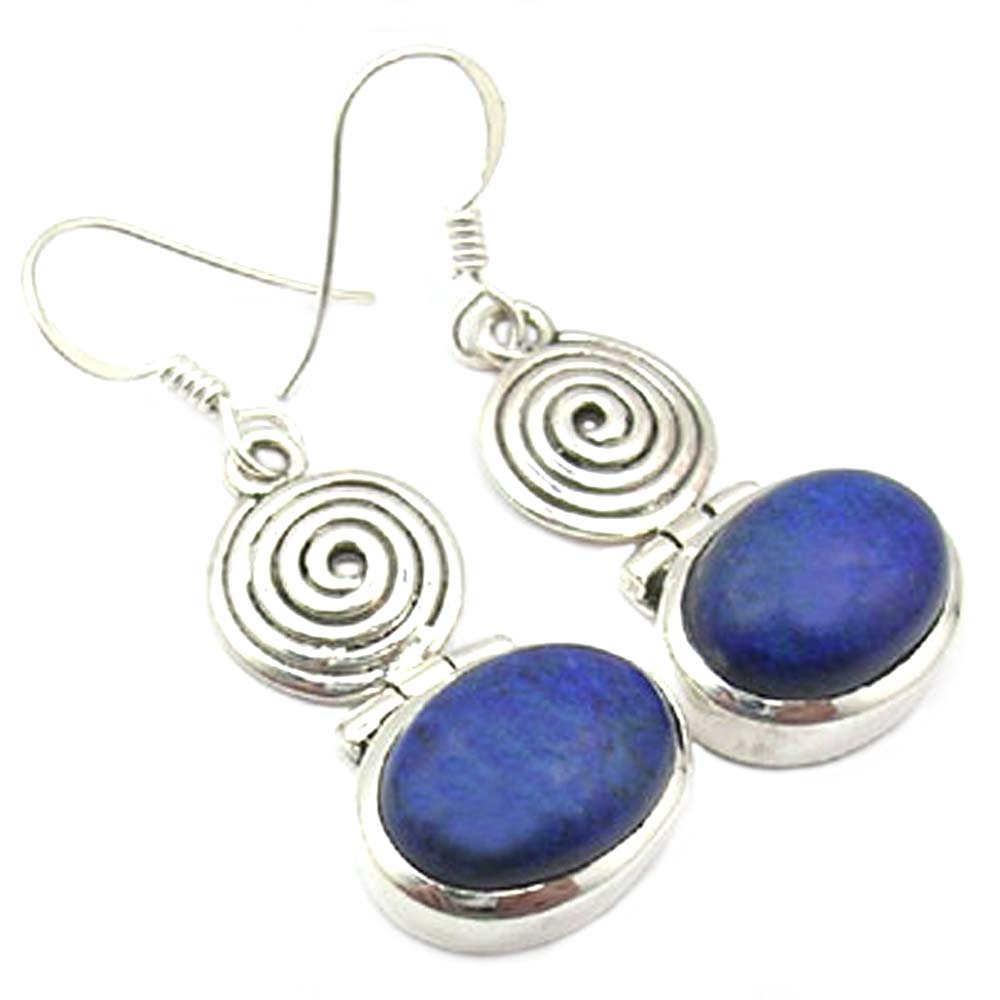 Boucles d’oreilles pendantes lapis-lazuli en argent massif 925