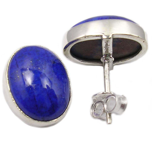 Lapis lazuli sterling silver ear studs