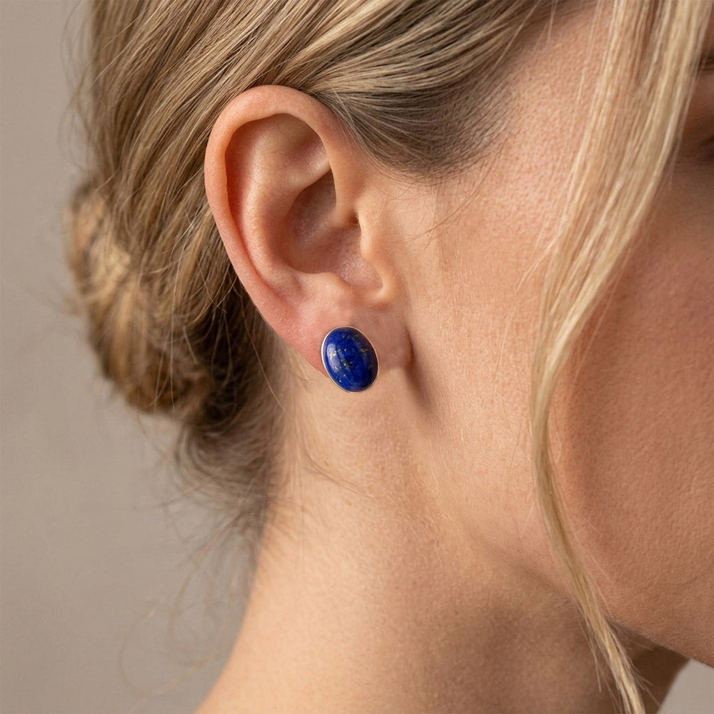 Clous d’oreilles lapis-lazuli en argent massif 925