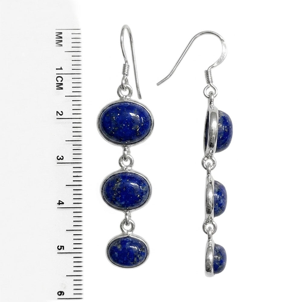 Boucles d’oreilles pendantes lapis-lazuli en argent massif 925
