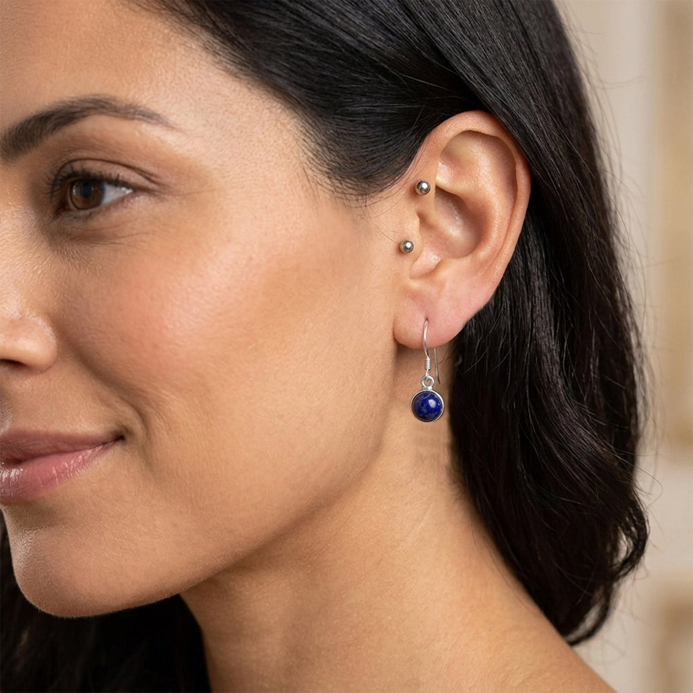 Boucles d’oreilles lapis-lazuli en argent massif 925