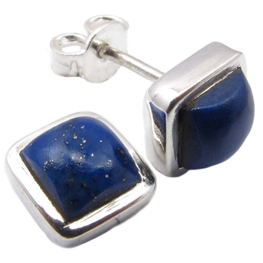 Lapis lazuli sterling silver ear studs