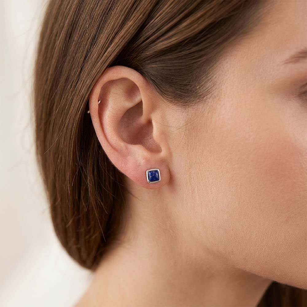 Clous d’oreilles lapis-lazuli en argent massif 925