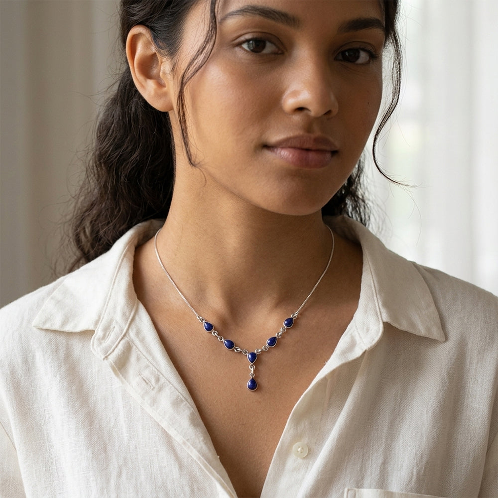 Collier lapis-lazuli en argent massif 925