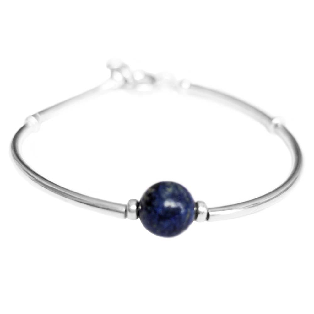 Bracelet lapis-lazuli en argent massif 925