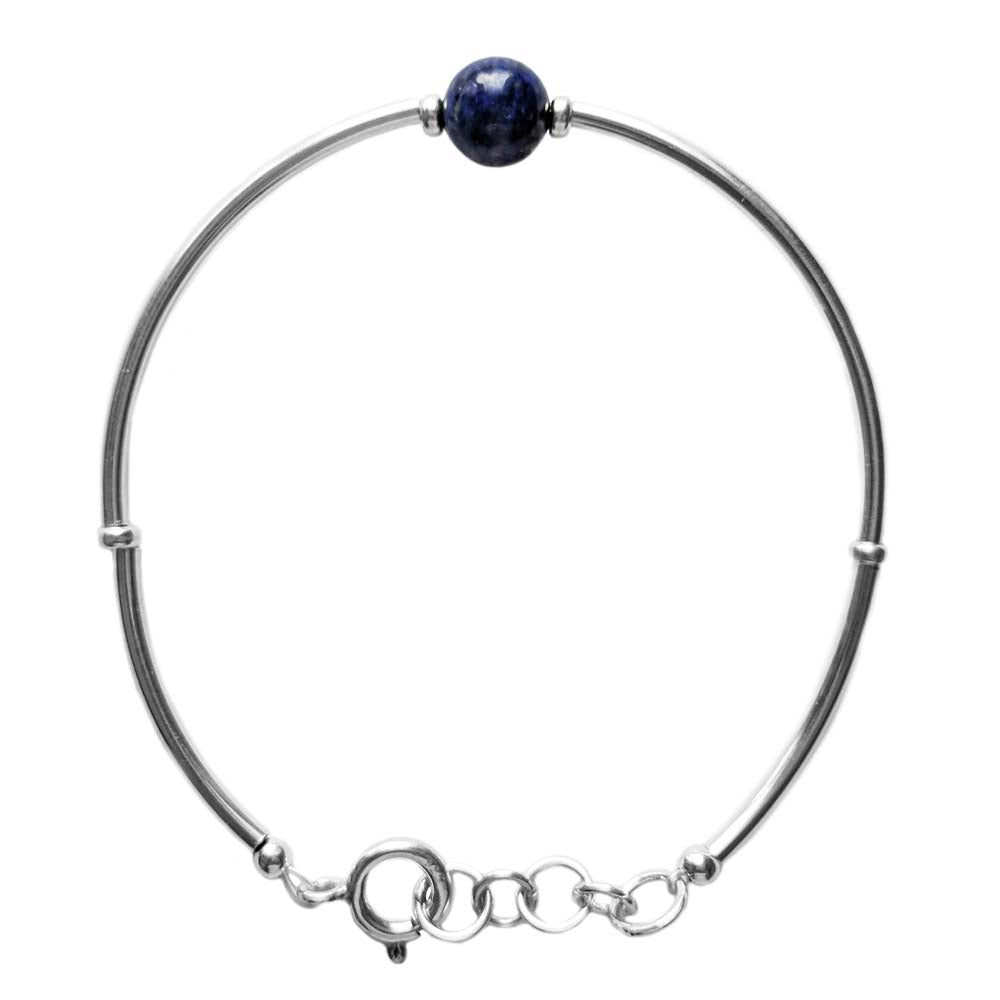 Bracelet lapis-lazuli en argent massif 925