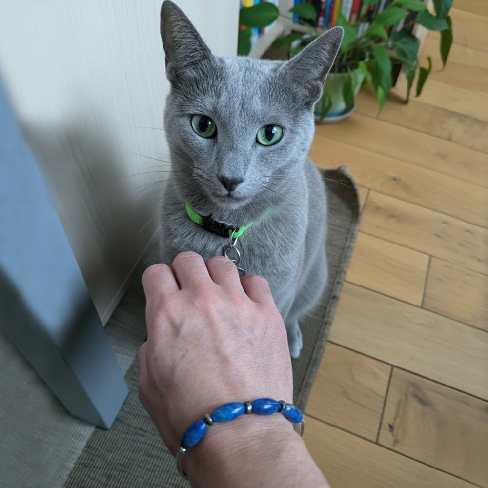 Bracelet lapis-lazuli et hématite en argent massif 925