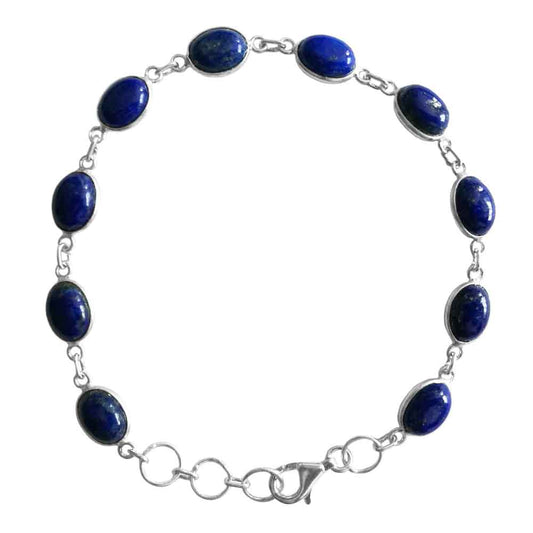 Bracelet lapis-lazuli en argent massif 925