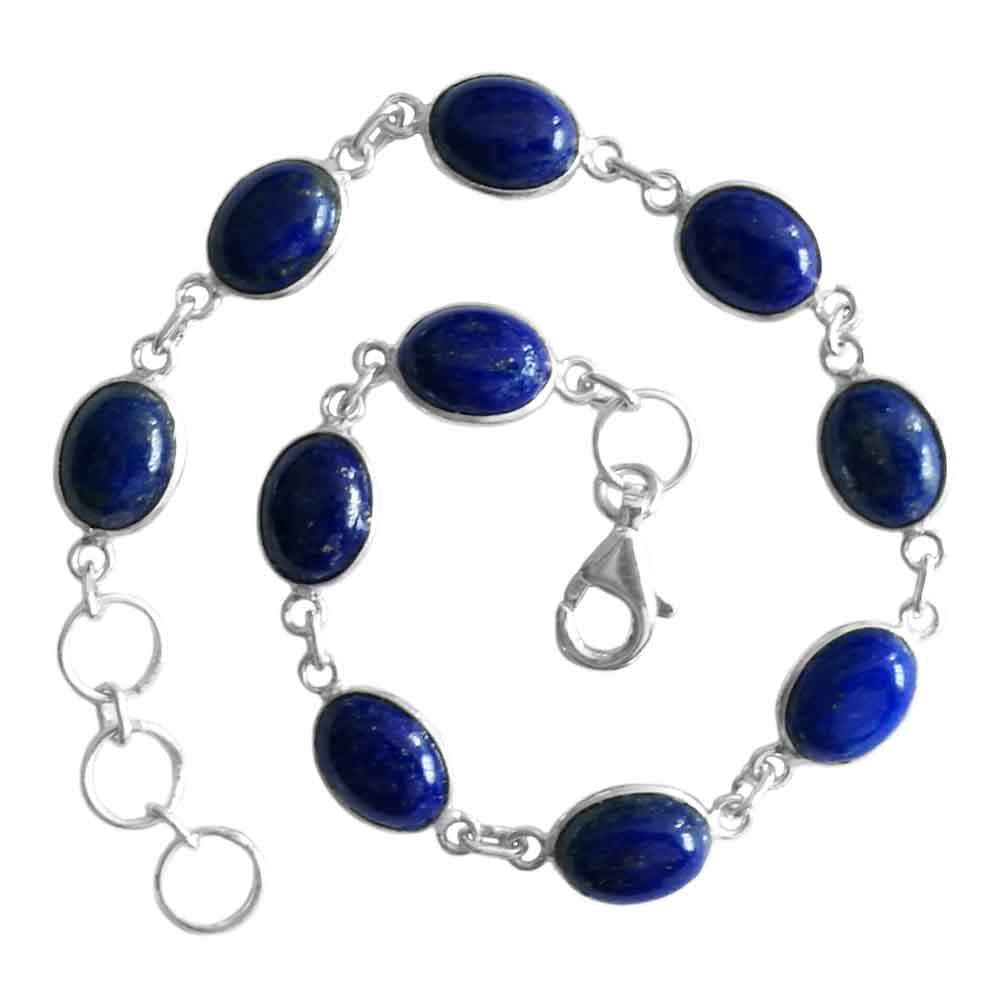 Bracelet lapis-lazuli en argent massif 925