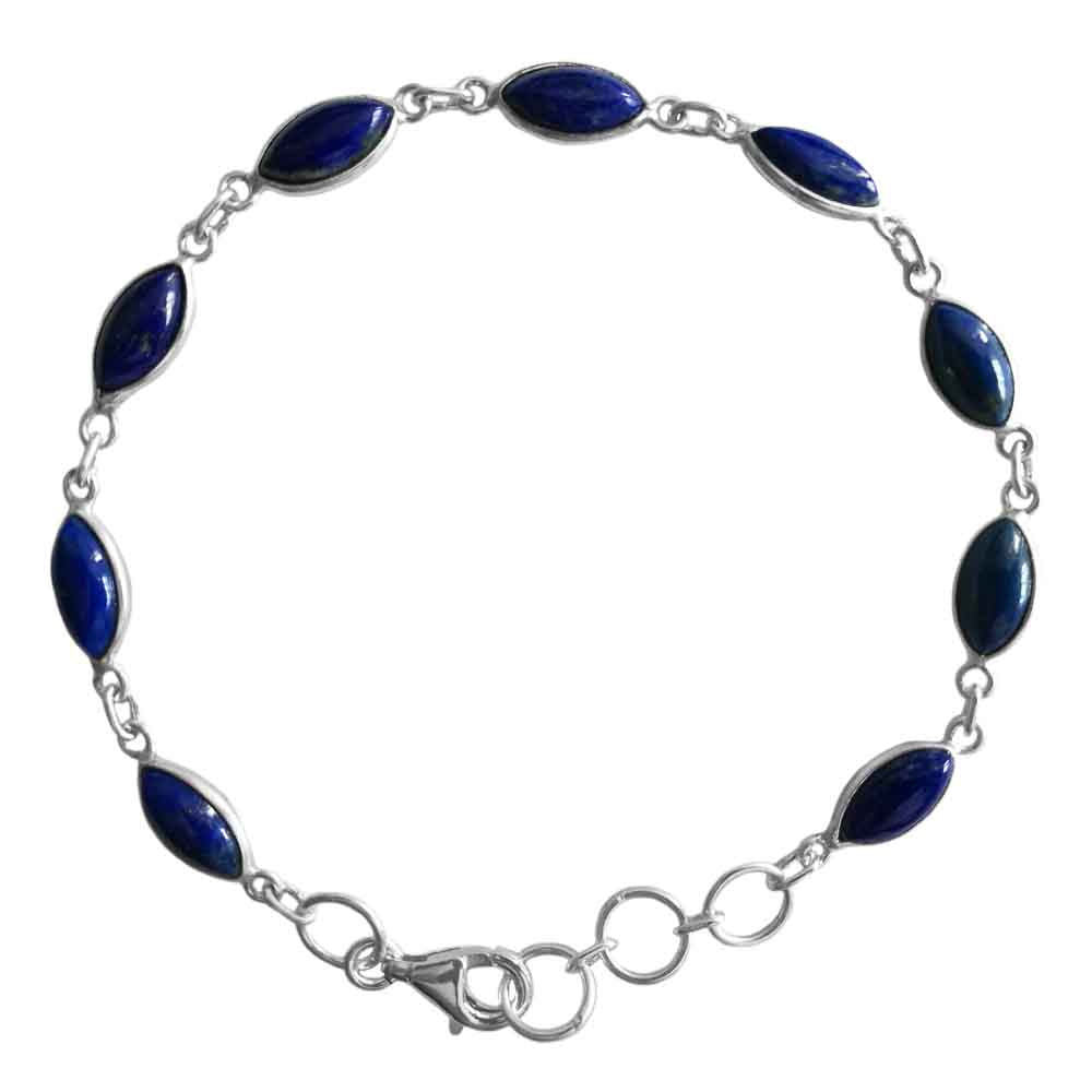 Bracelet lapis-lazuli en argent massif 925