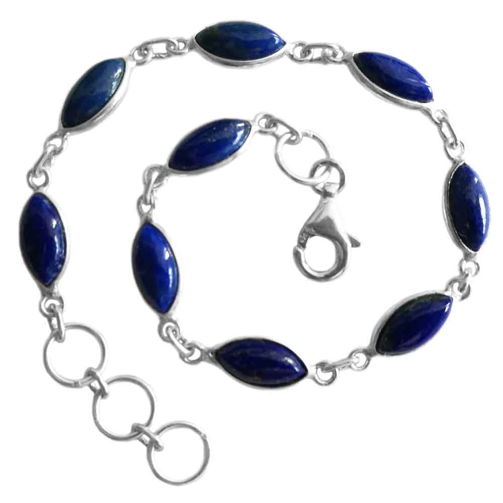 Bracelet lapis-lazuli en argent massif 925