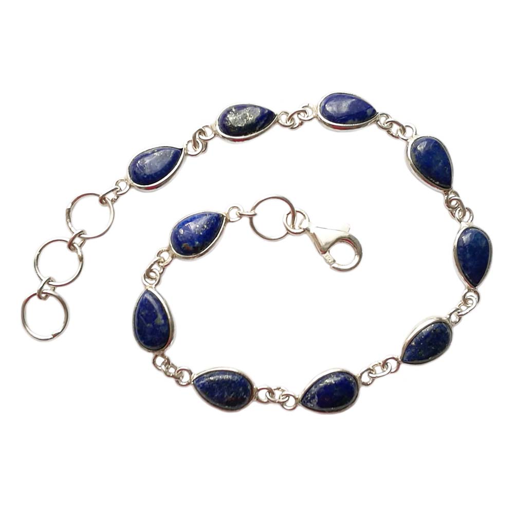 Bracelet lapis-lazuli en argent massif 925