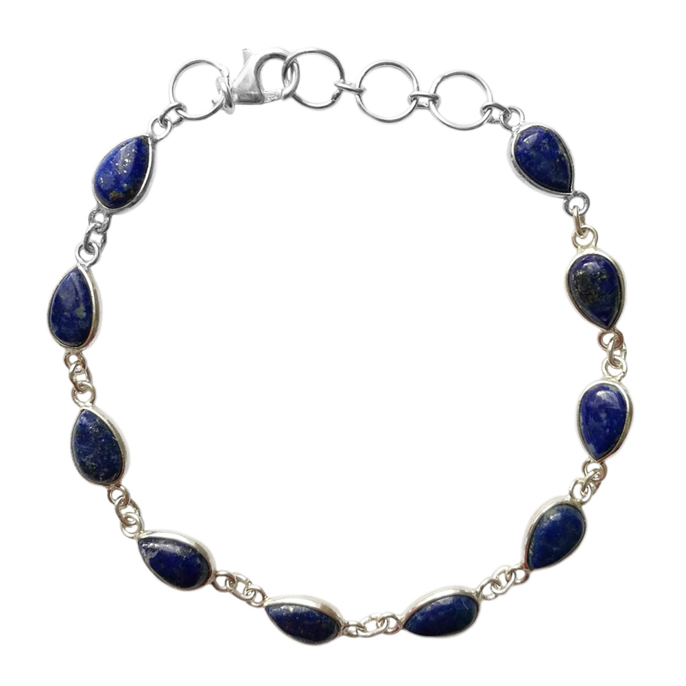 Bracelet lapis-lazuli en argent massif 925