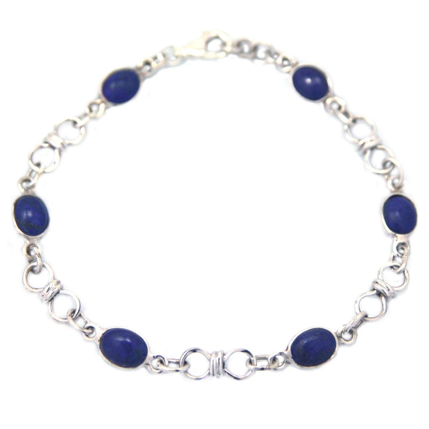 Bracelet lapis-lazuli en argent massif 925