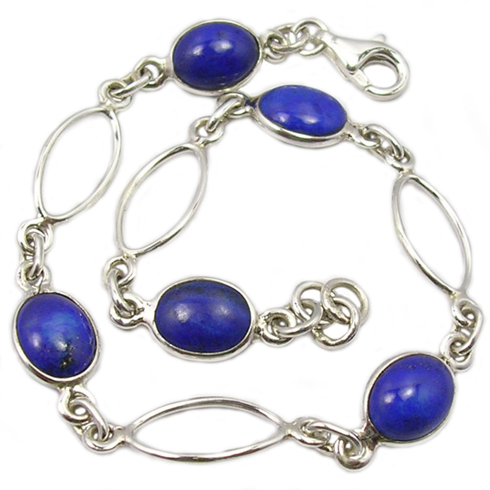 Bracelet lapis-lazuli en argent massif 925