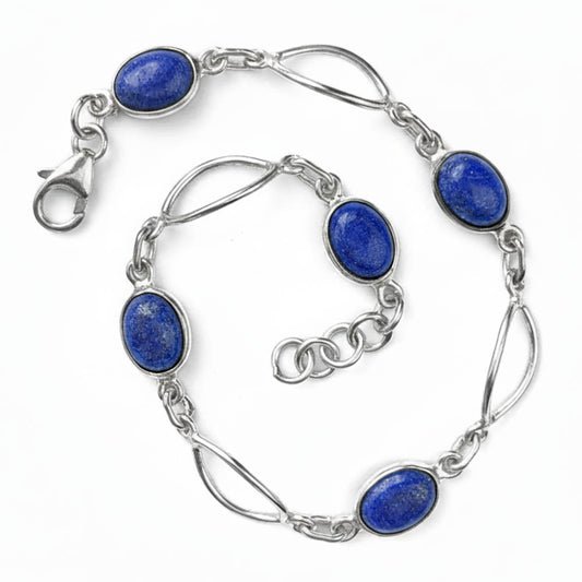 Bracelet lapis-lazuli en argent massif 925