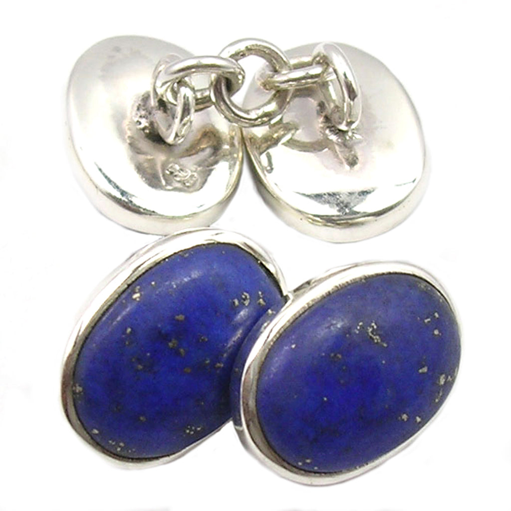 Boutons de manchette lapis-lazuli en argent massif 925