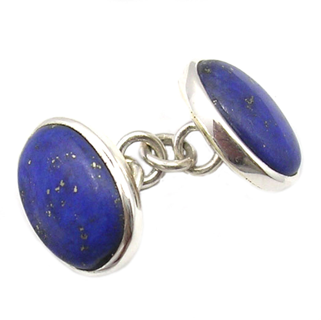 Boutons de manchette lapis-lazuli en argent massif 925