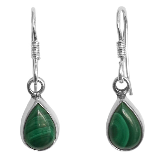 Boucles d’oreilles malachite en argent massif 925