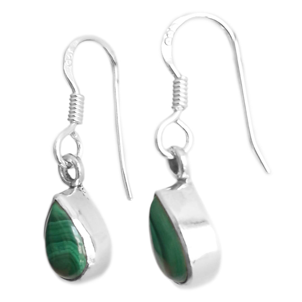 Boucles d’oreilles malachite en argent massif 925