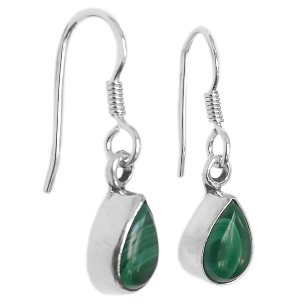 Boucles d’oreilles malachite en argent massif 925