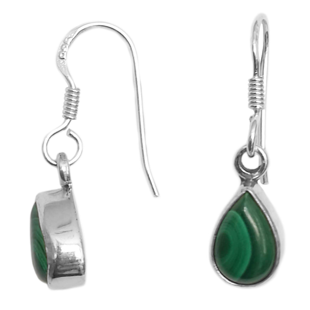 Boucles d’oreilles malachite en argent massif 925