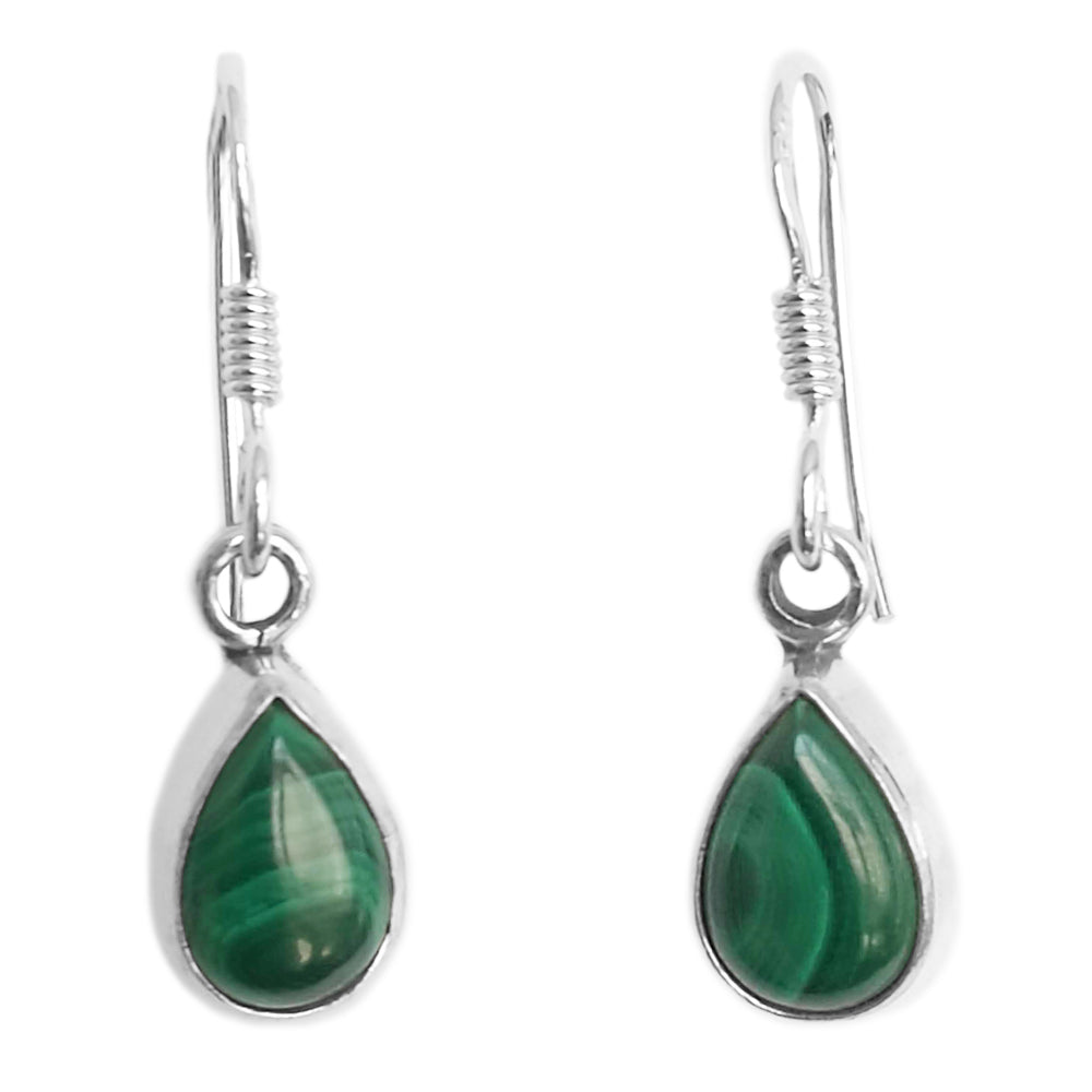 Boucles d’oreilles malachite en argent massif 925