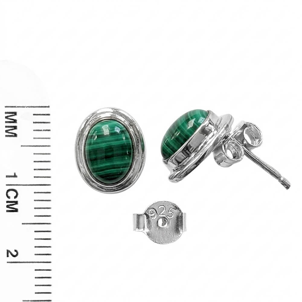 Clous d’oreilles malachite en argent massif 925