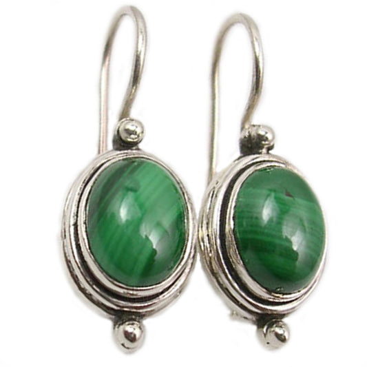 Boucles d’oreilles malachite en argent massif 925