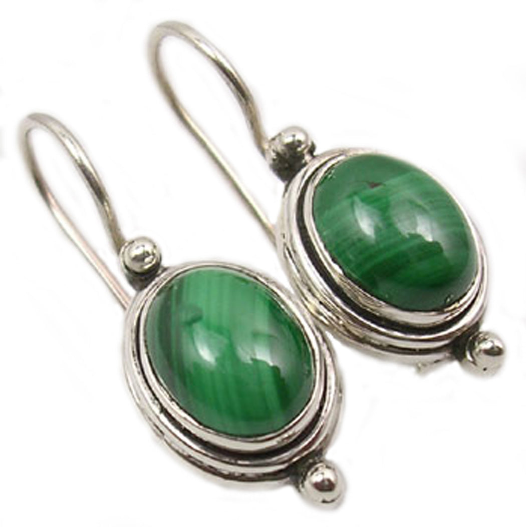 Boucles d’oreilles malachite en argent massif 925